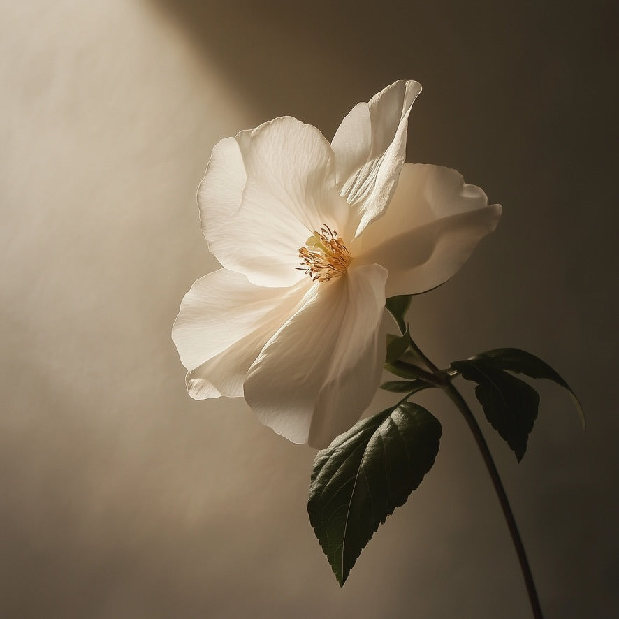 White flower with a soft focus background